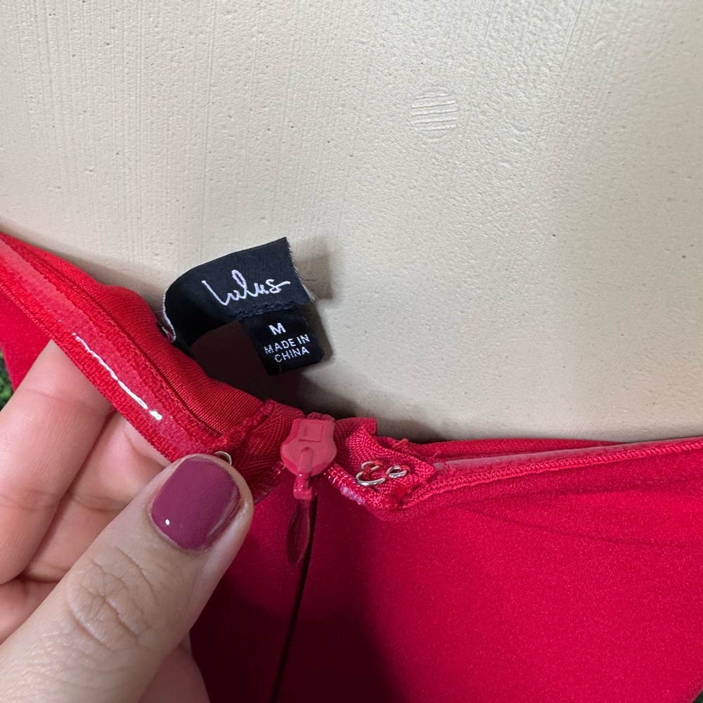 Lulu's Dramatic Intent Red Strapless Corset Bodycon Mini Dress nwot - Picture 8 of 10
